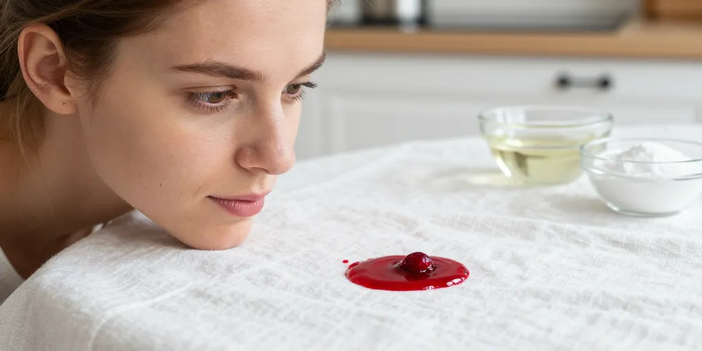 tache de fruits rouges sur tissu