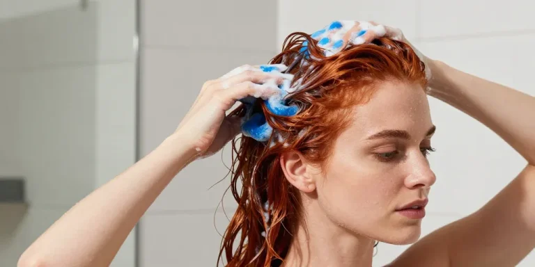 shampooing bleu sur cheveux roux