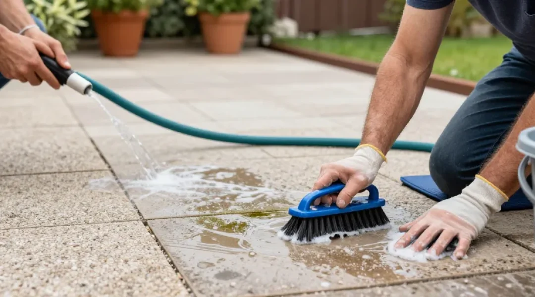 comment nettoyer des dalles de terrasse gravillonnée