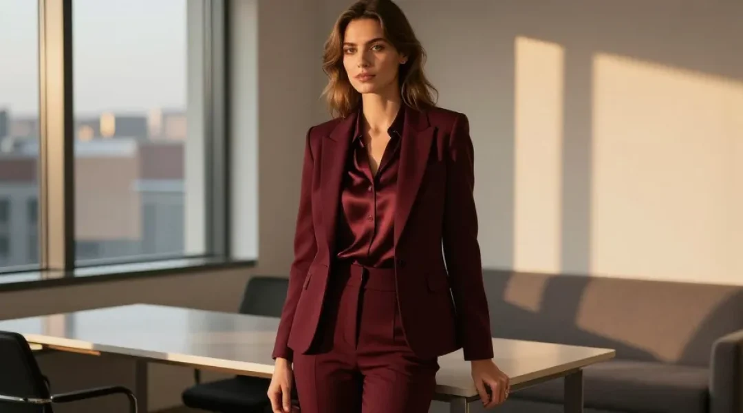 tenue pantalon bordeaux femme
